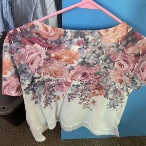 Alfred Dunner Floral Blouse - Pink, Orange, Gray